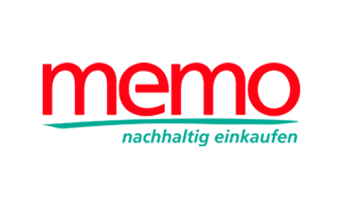 Logo der Memo AG mit Slogan "nachhaltig einkaufen"