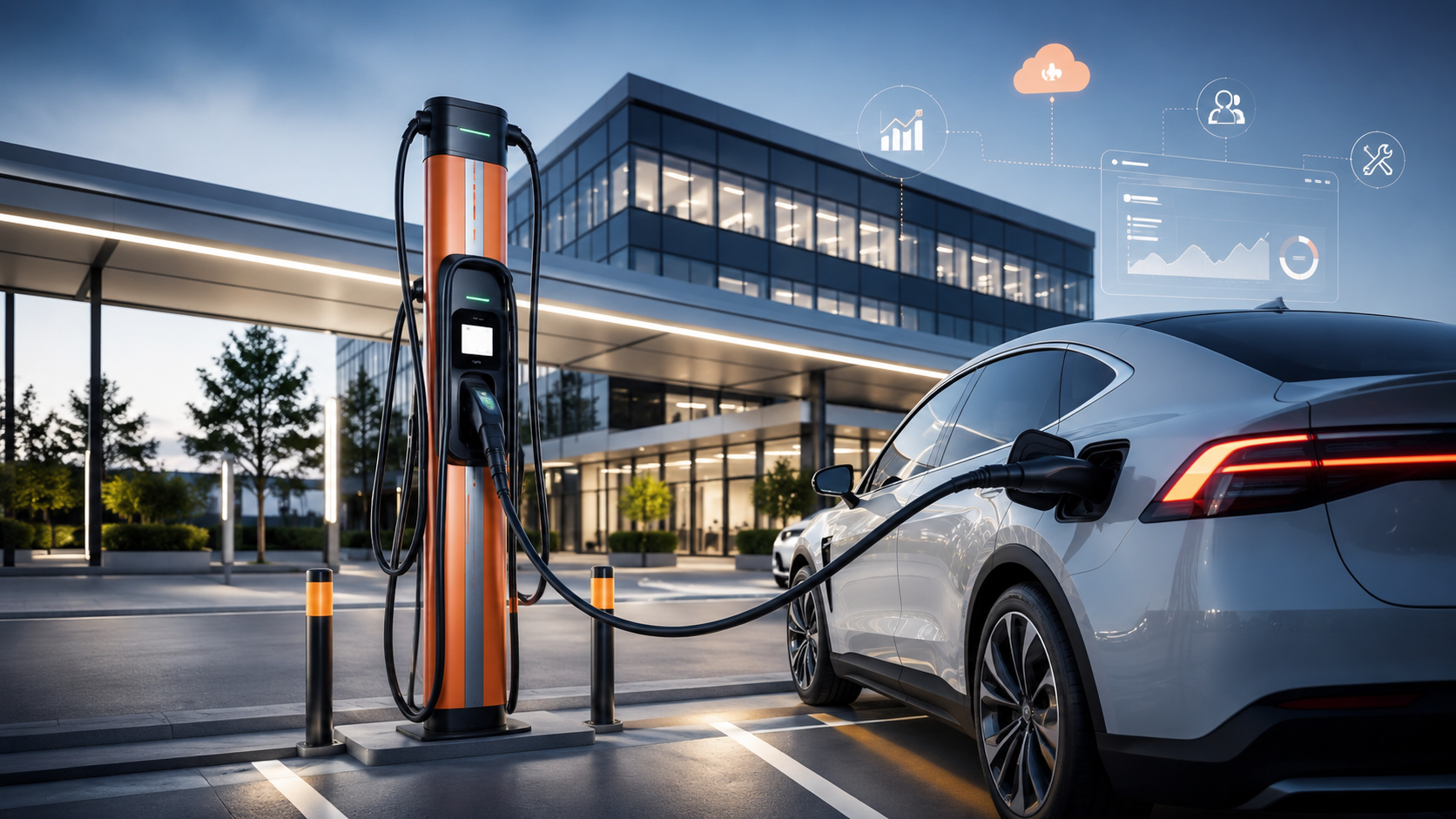 ChargePoint Ladestation für Unternehmen mit Elektrofahrzeug und Cloud-Management
