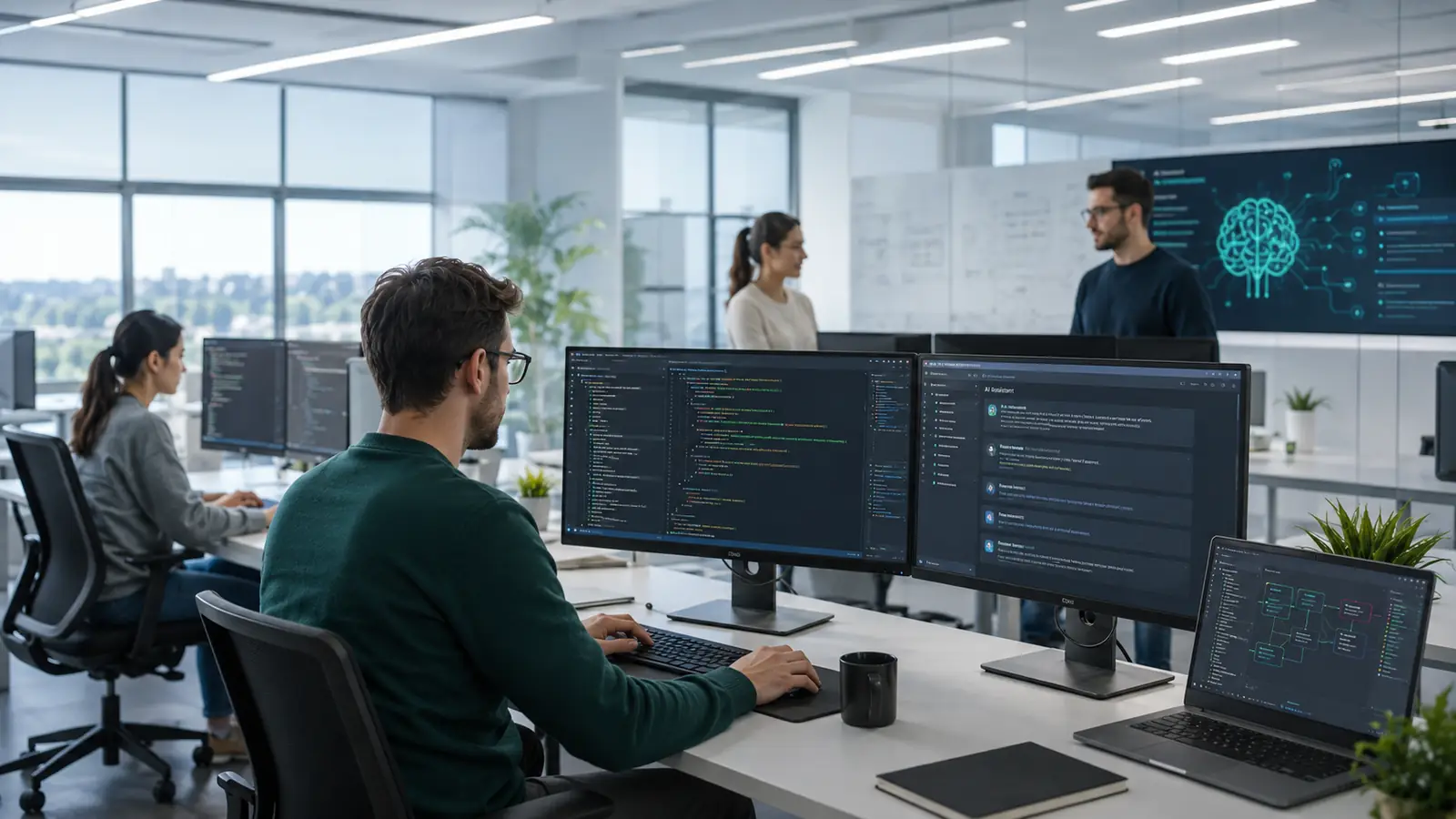 Entwicklungsteam nutzt AI Coding Agents für moderne Softwareentwicklungsprozesse