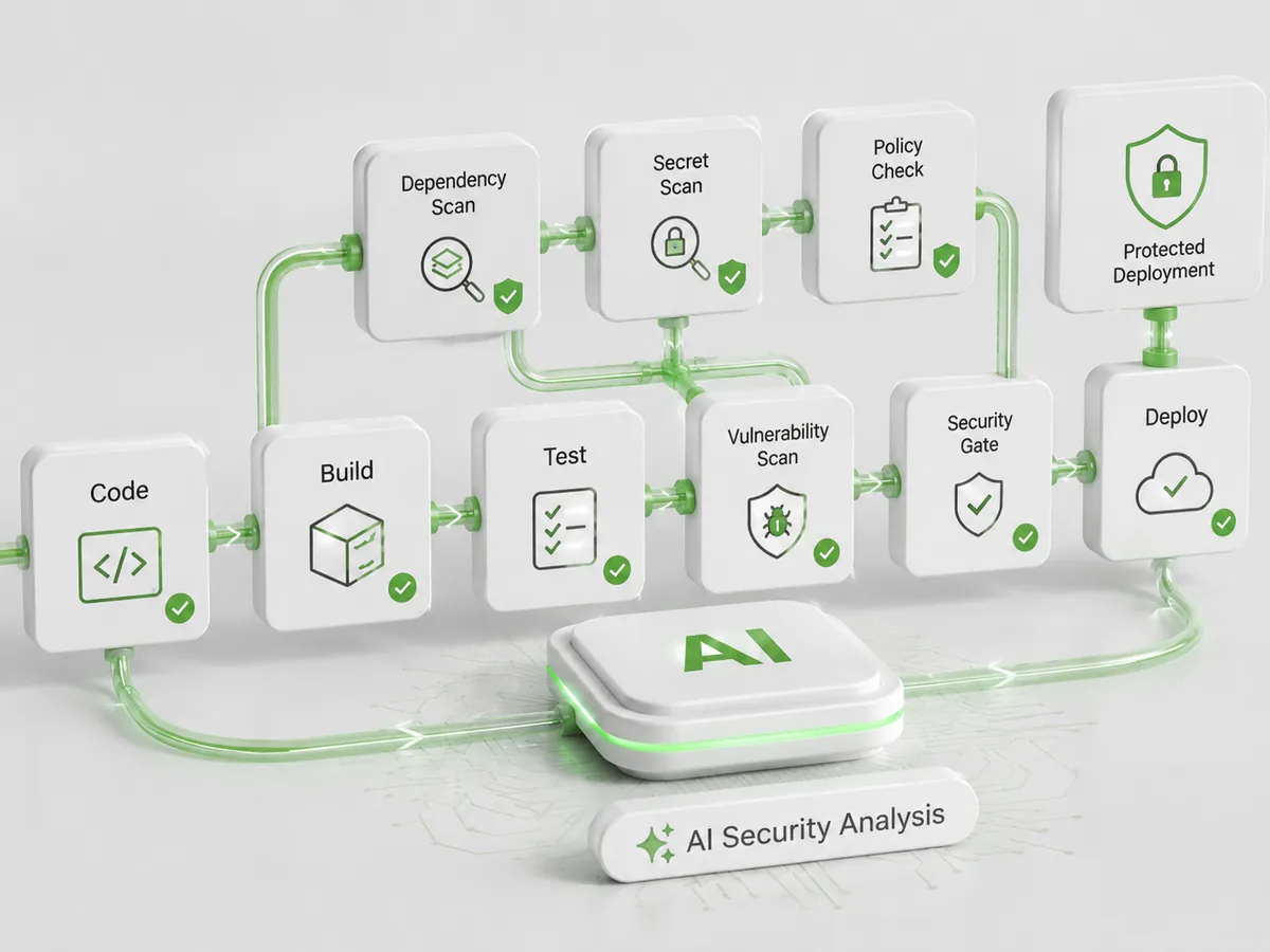 DevSecOps-Pipeline mit automatisierten Sicherheitsprüfungen und KI-Analyse