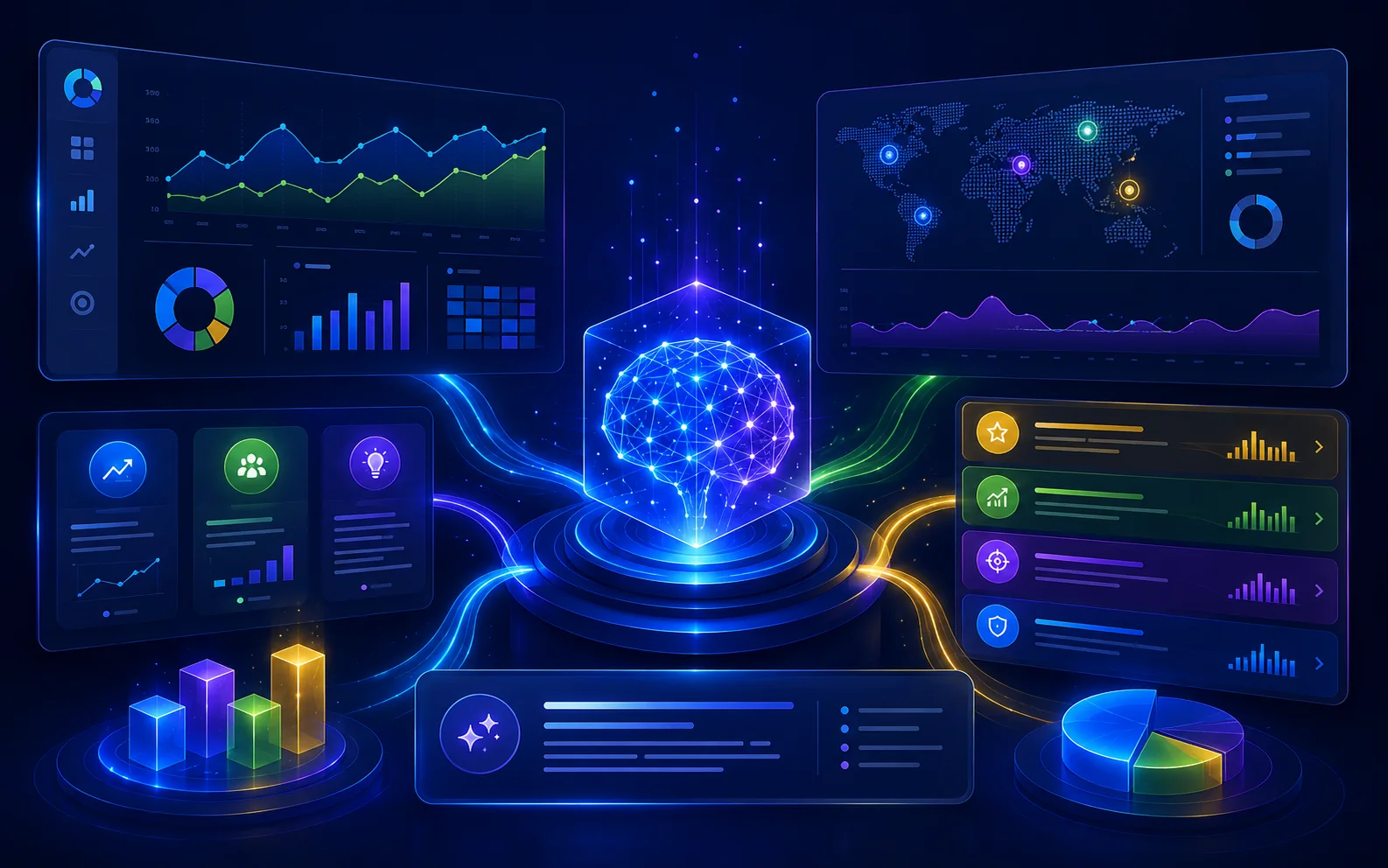 Generative-AI-Analytics-Dashboard mit Kennzahlen, Prognosen und automatisierter Datenauswertung