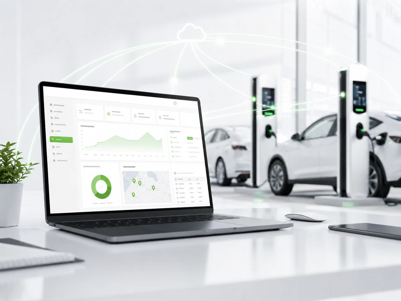 Ladesoftware Dashboard zur Verwaltung von Ladestationen und Ladepunkten