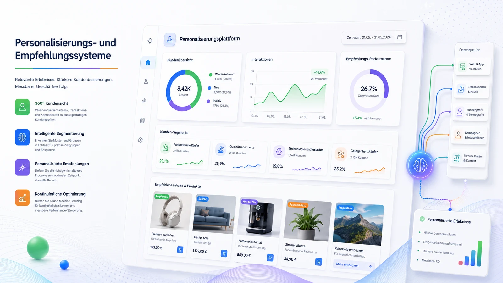 Dashboard einer KI-gestützten Personalisierungsplattform