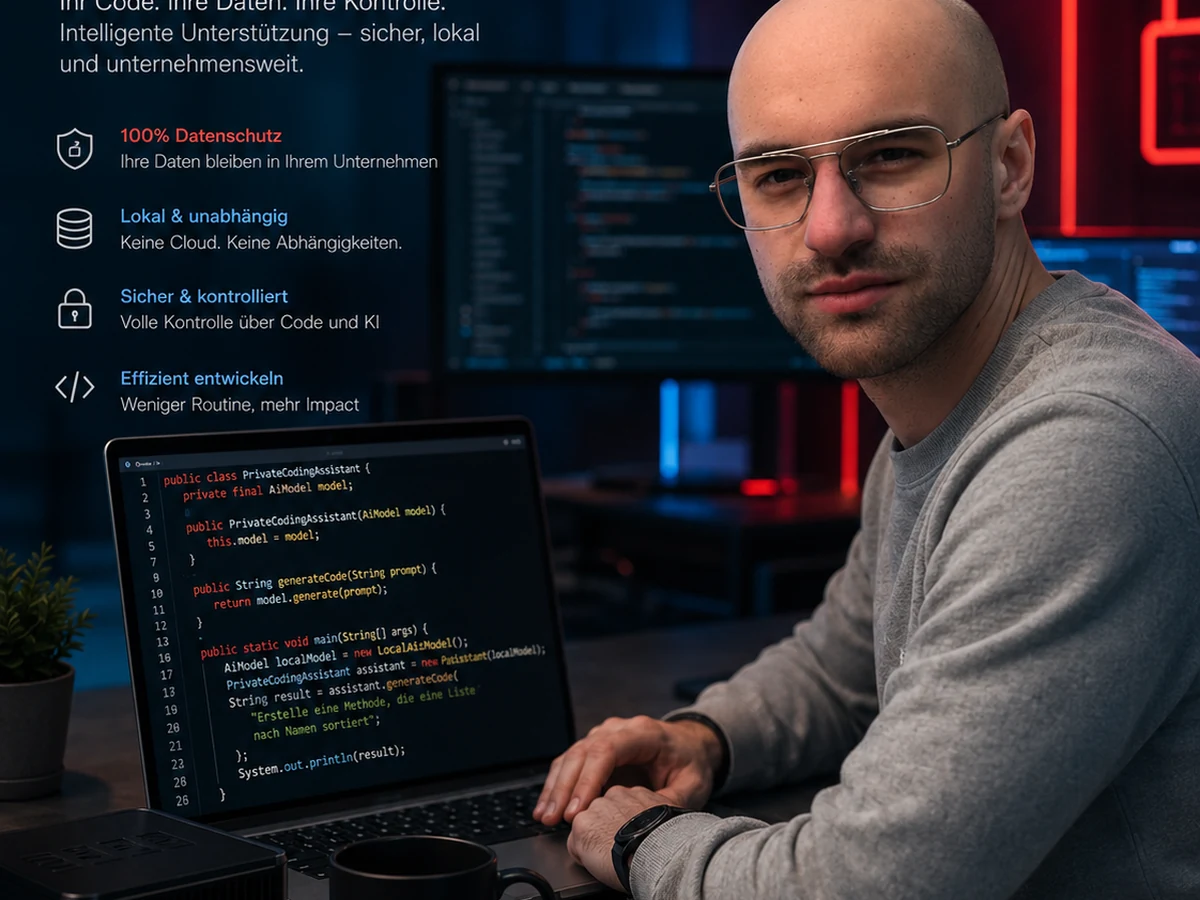 Java-Entwickler arbeitet mit einem privaten Coding-Assistenten