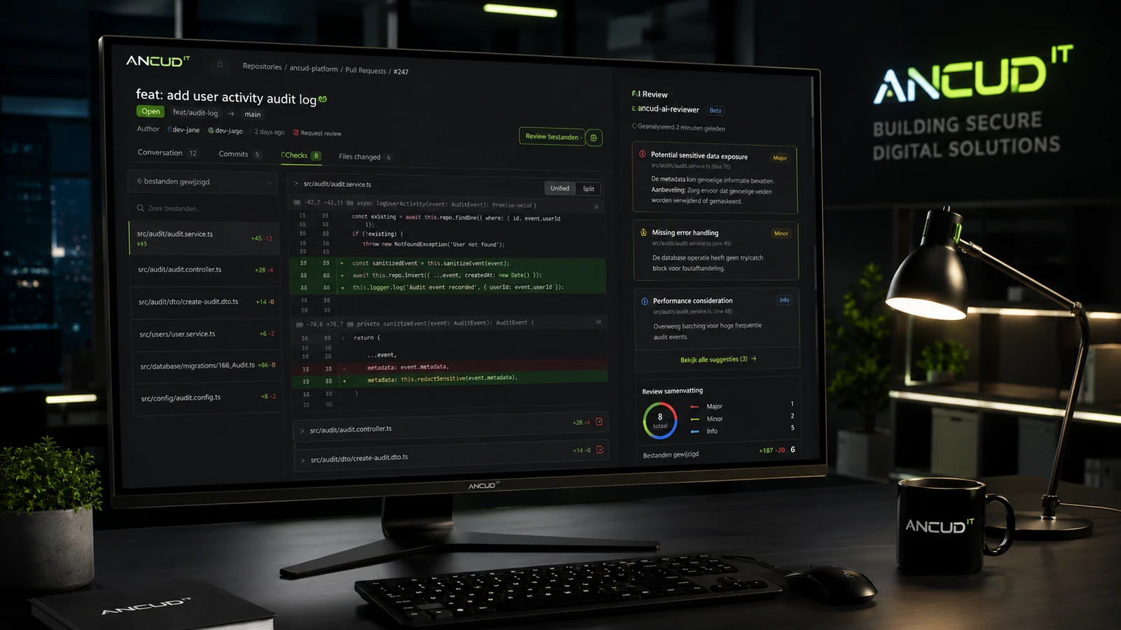 Automatisiertes Code Review mit Pull Request, Code-Diff und KI-gestützten Review-Kommentaren