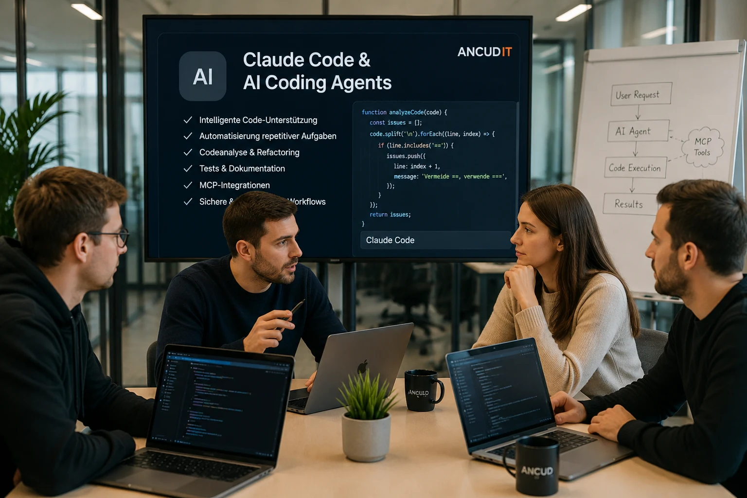 Team plant Entwicklungsworkflows mit Claude Code und AI Coding Agents
