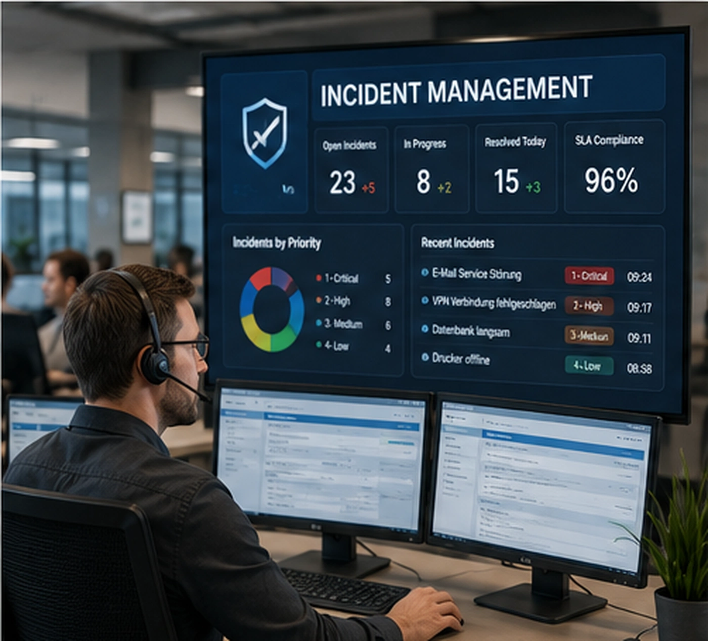 Incident Management Beratung mit Helpdesk Dashboard, Prioritäten, SLA und Major Incidents