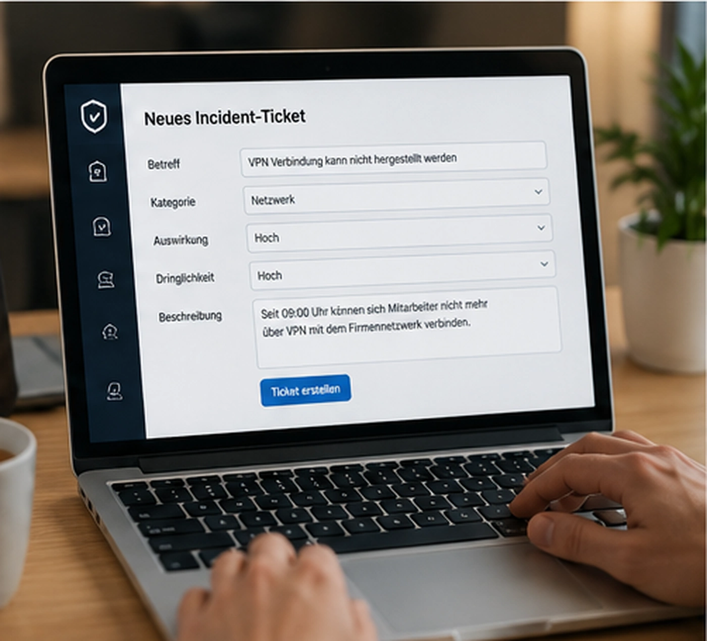 Incident Ticket im Service Portal erfassen und nach Impact, Dringlichkeit und Kategorie klassifizieren