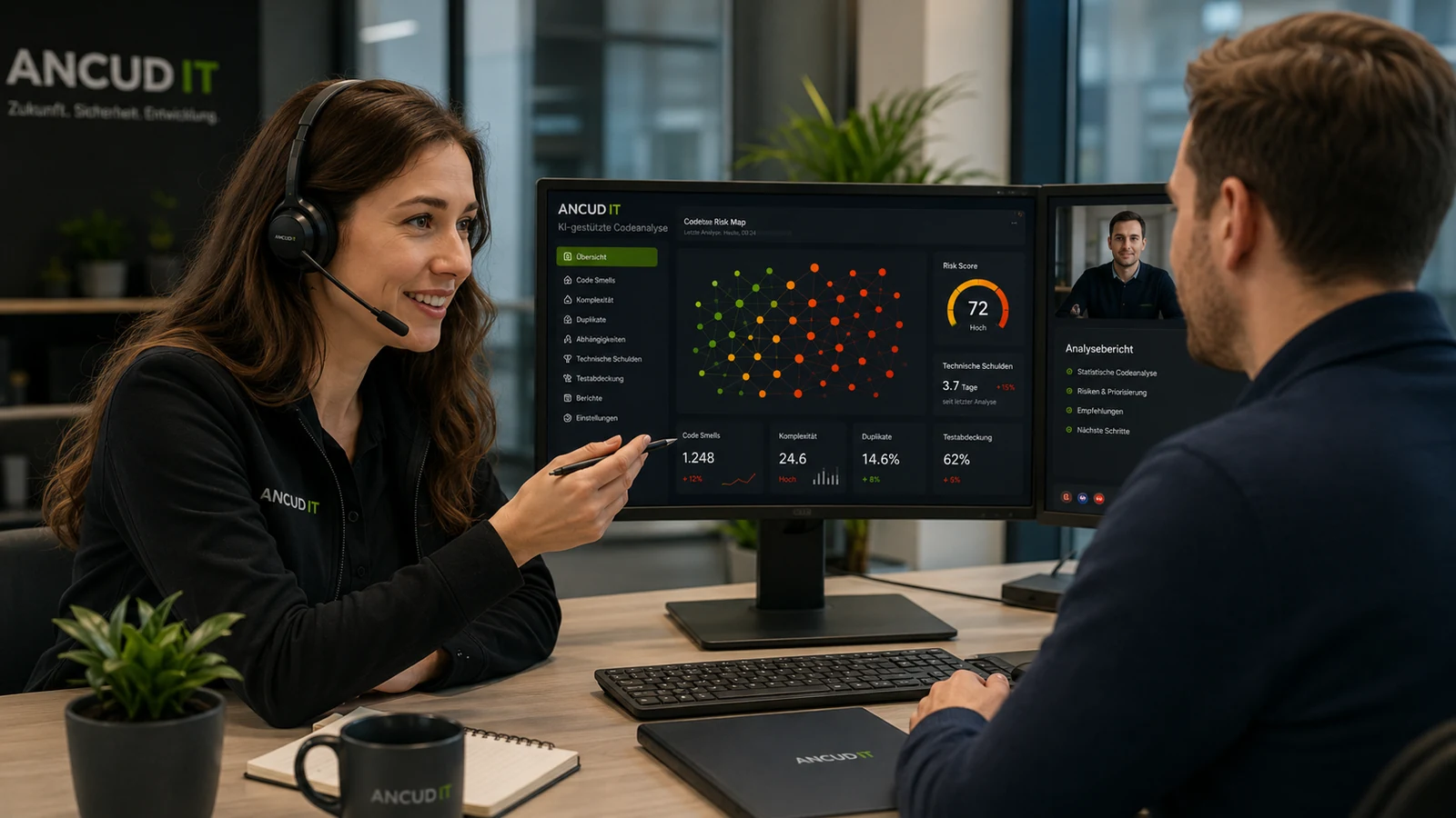 Persönlicher Support für KI-gestützte Codeanalyse und Codequalitätsberichte bei ANCUD IT