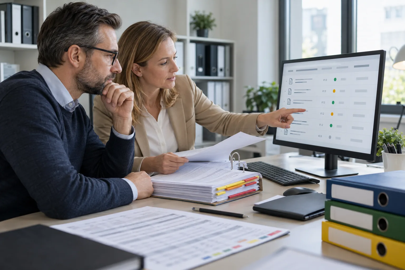 Auditsituation mit Nachweisen zur Dokumentenlenkung nach ISO 9001