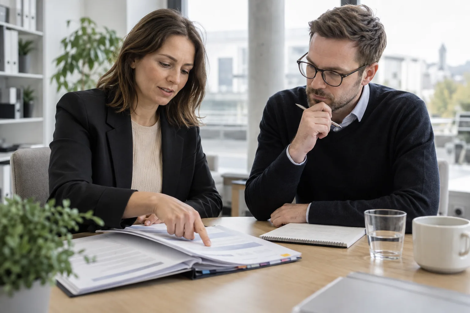 Zwei Personen besprechen eine Bewerbung, die ein Bewerbermanagement-Agent zuvor aufbereitet hat